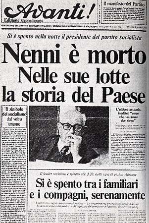 1980 - 1 gennaio, Muore Pietro Nenni Presidente del Partito Socialista 