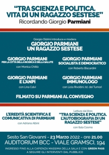 TRA SCIENZA E POLITICA. VITA DI UN RAGAZZO SESTESE. Ricordando Giorgio Parmiani - 23 marzo 2022